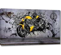 Картина ООО Первое ателье Желтый мотоцикл пробивает стену 35x22 см ps94967-1