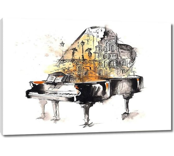 Картина ООО Первое ателье Нарисованный рояль на белом фоне 35x24 см ps28636-1 1