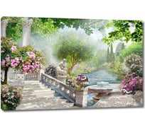 Картина ООО Первое ателье Невероятный сад с рекой фонтанами и цветами 80x53 см ps28692-4