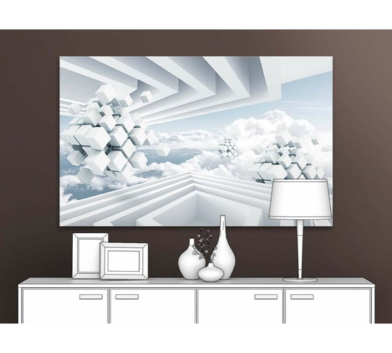 Картина ООО Первое ателье Белые парящие сборные кубы 115x72 см ps135988-5