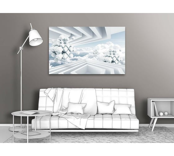 Картина ООО Первое ателье Белые парящие сборные кубы 115x72 см ps135988-5