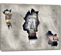 Картина ООО Первое ателье Разорванное полотно с лицами 80x64 см ps28577-4