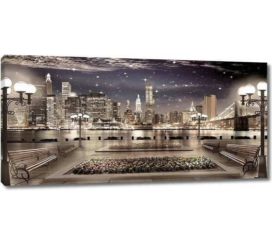 Картина ООО Первое ателье Вид с террасы на ночной город 60x29 см ps28600-3 1