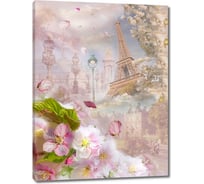 Картина ООО Первое ателье Нежные цветы на фоне Эйфелевой башни 45x60 см ps28553-2