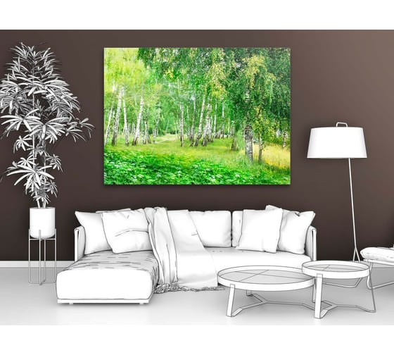 Картина ООО Первое ателье Зеленый лес с березами 82x60 см ps28596-2
