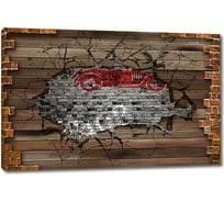 Картина ООО Первое ателье Деревянная стена с ретро авто 60x39 см ps94959-3