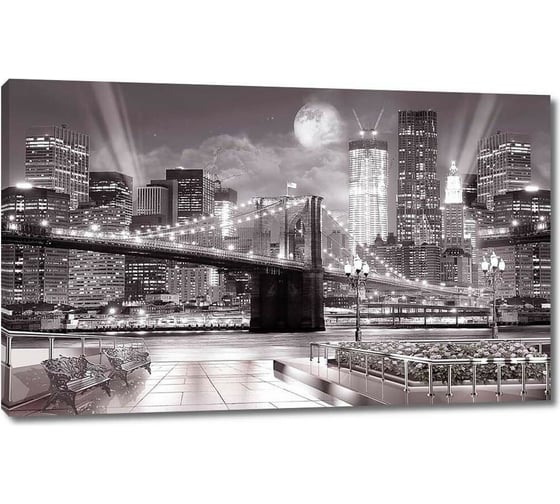 Картина ООО Первое ателье Ночной город в огнях в полнолуние 80x49 см ps28616-4 1