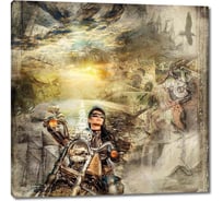 Картина ООО Первое ателье Абстрактный рисунок с девушкой на мотоцикле 80x79 см ps28585-4