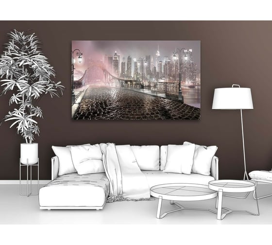 Картина ООО Первое ателье Вид на ночной город с моста 80x49 см ps28599-4