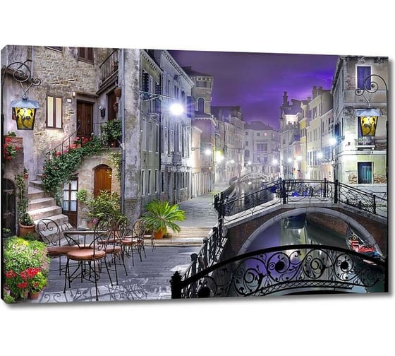 Картина ООО Первое ателье Ночной город с мостиками 90x60 см ps28608-2 1