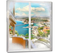Картина ООО Первое ателье Вид из окна на солнечный город и море 115x132 см ps28655-5
