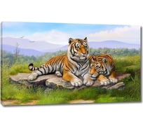 Картина ООО Первое ателье Два ярких тигра на камне 80x48 см ps28625-4