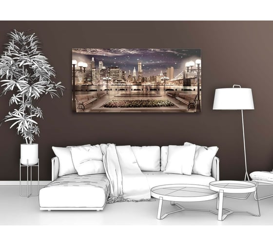 Картина ООО Первое ателье Вид с террасы на ночной город 115x56 см ps28600-5