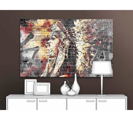 Картина ООО Первое ателье Девушка-индеец. Граффити 96x60 см ps139304-2