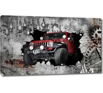 Картина ООО Первое ателье Красный джип выезжает из бетонной стены 35x21 см ps94969-1