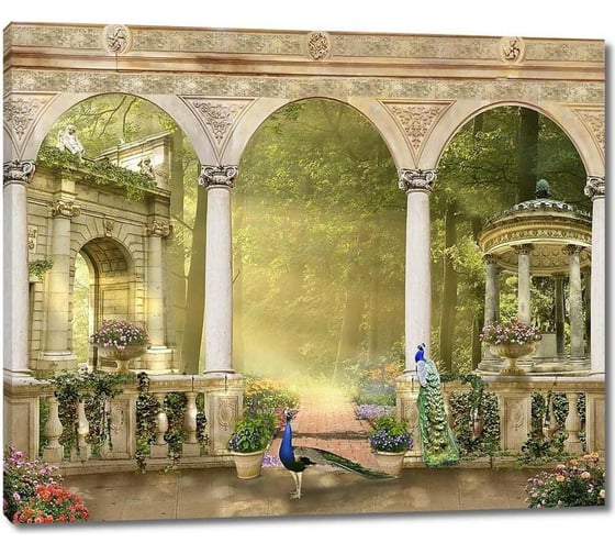 Картина ООО Первое ателье Веранда с птицами и видом на сад 60x50 см ps28661-3 1