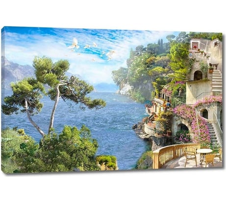 Картина ООО Первое ателье Вид с веранды на бескрайнее море 115x77 см ps28673-5