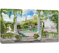 Картина ООО Первое ателье Большая терраса с колоннами и видом на сад 60x36 см ps28753-3