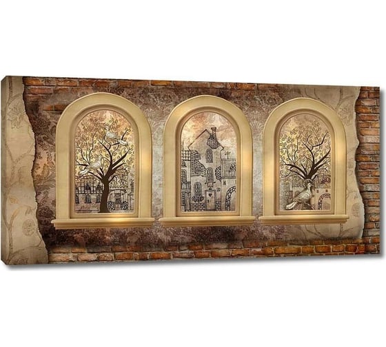 Картина ООО Первое ателье Вид из трех окон на улицу 35x18 см ps28745-1 1