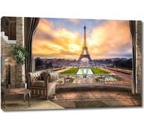 Картина ООО Первое ателье Вид с балкона на Эйфелеву башню 90x60 см ps28660-2