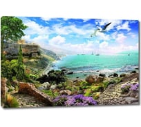 Картина ООО Первое ателье Живописная набережная с цветами 90x60 см ps28716-2