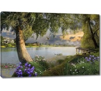 Картина ООО Первое ателье Деревья и цветы на берегу озера 80x53 см ps28698-4