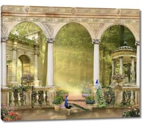 Картина ООО Первое ателье Веранда с птицами и видом на сад 35x29 см ps28661-1