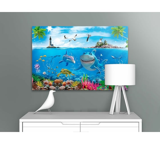 Картина ООО Первое ателье Веселые акула и дельфин 80x53 см ps95079-4
