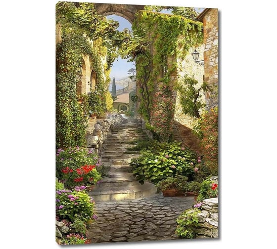 Картина ООО Первое ателье Живописная улица с различными растениями 35x53 см ps28746-1 1