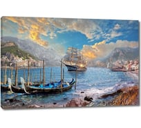 Картина ООО Первое ателье Лодки и корабль в море рядом с городом 80x53 см ps28744-4