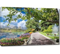 Картина ООО Первое ателье Парк с живописными улочками и фонтаном 35x23 см ps28714-1