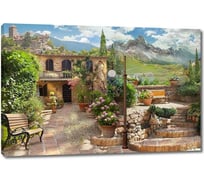 Картина ООО Первое ателье Красивая улочка с цветами и скамейками 60x40 см ps28719-3