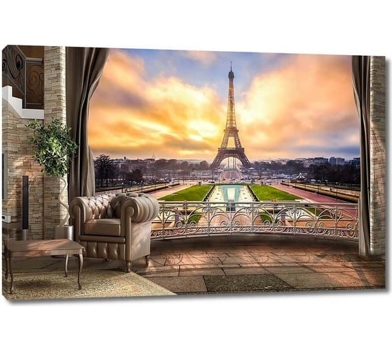 Картина ООО Первое ателье Вид с балкона на Эйфелеву башню 80x53 см ps28660-4 1