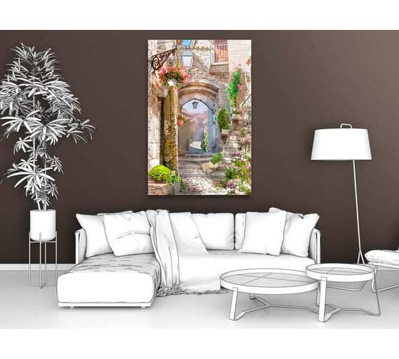 Картина ООО Первое ателье Каменная улочка с лучами солнца 60x90 см ps28663-3