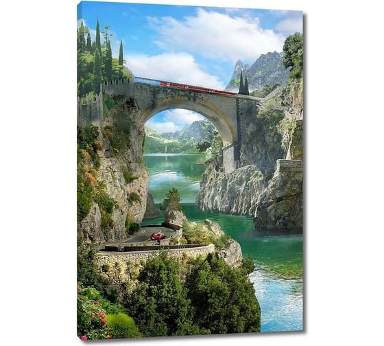 Картина ООО Первое ателье Мост в скалах над рекой 60x90 см ps28722-3