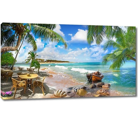 Картина ООО Первое ателье Кафе на пляже в пальмах 60x35 см ps28678-3 1