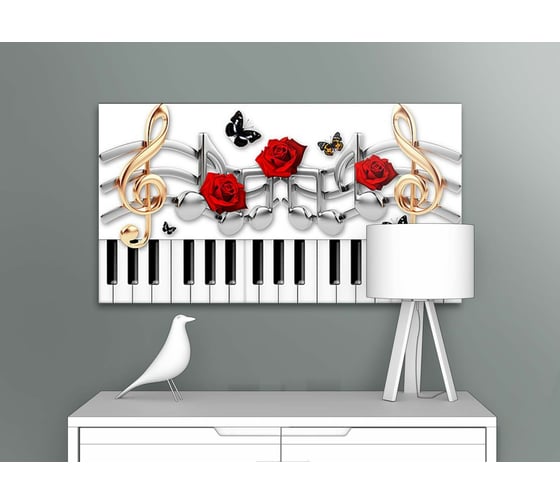 Картина ООО Первое ателье Клавиши и розы 108x60 см ps95043-2