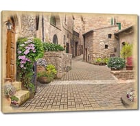 Картина ООО Первое ателье Кирпичная улица с цветами в горшках 80x60 см ps28701-4