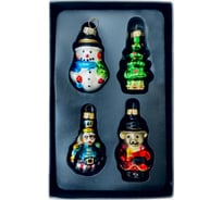 Елочное украшение Магия праздника 4 шт., 3x5 см, стекло MAG1907