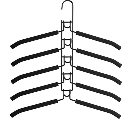 Вешалка-плечики BRABIX трансформер, 5 плечиков, металл с покрытием, черные, , 607474