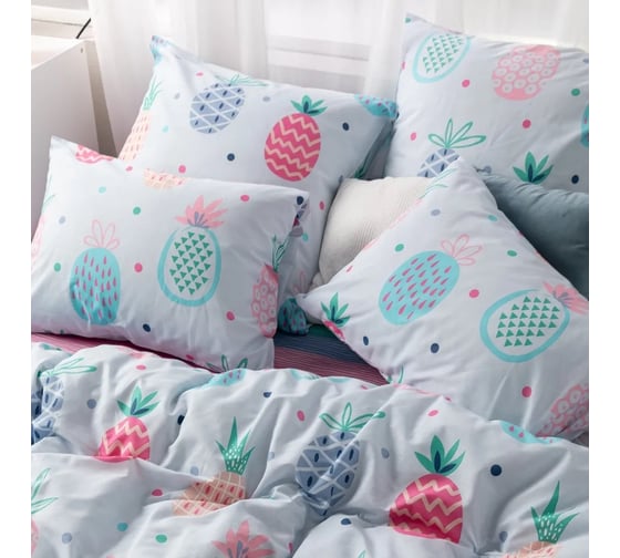Комплект постельного белья Веселина Pineapple 70679-1+70521-2 бязь, 120 гр, евро, 70x70, 2 стандарт 4660056175648