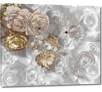 Картина Первое ателье "Цветы на белом фоне с жемчугом" 70x60 ШxВ ps98648-2