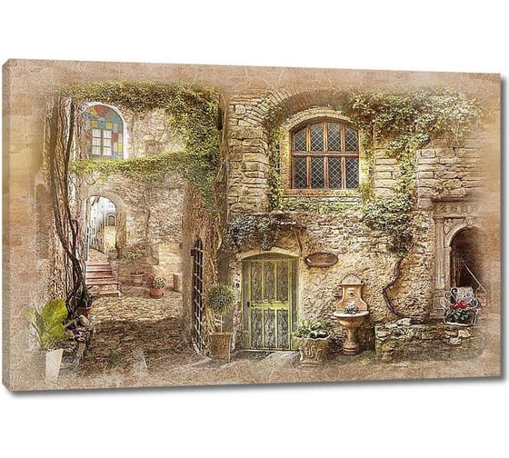 Картина Первое ателье "Старые стены с окнами" 90x60 ШxВ ps143052-2 1