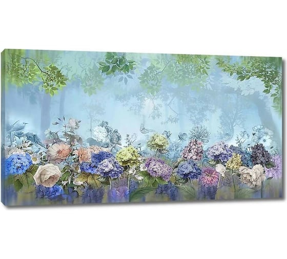 Картина Первое ателье "Цветы на фоне туманного леса" 115x64 ШxВ ps97348-5 1