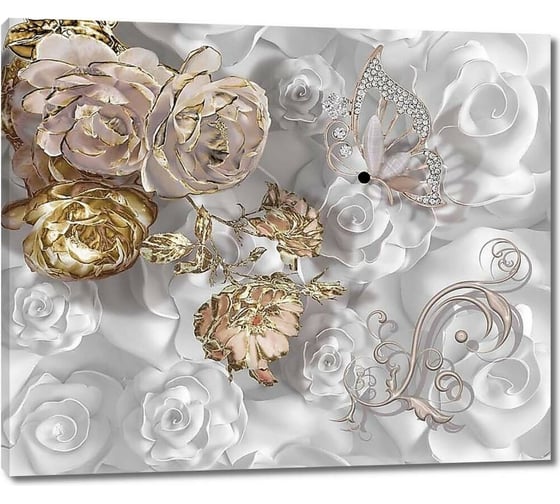 Картина Первое ателье "Цветы на белом фоне с жемчугом" 60x52 ШxВ ps98648-3 1