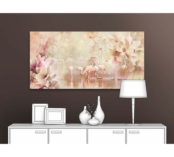 Картина Первое ателье "Фламинго на сказочном озере" 60x30 ШxВ ps94736-3