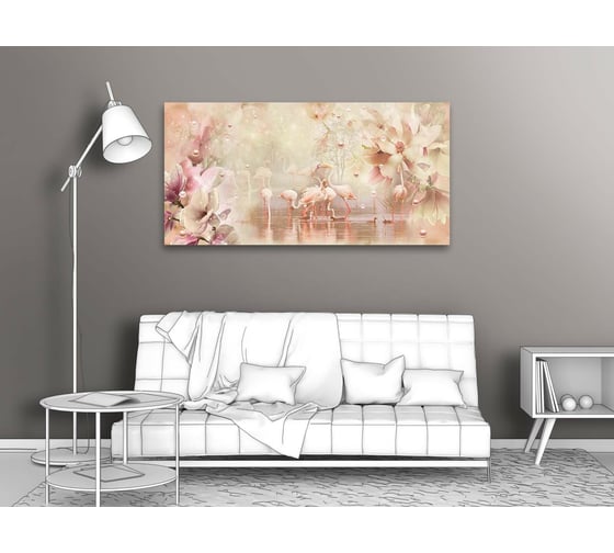 Картина Первое ателье "Фламинго на сказочном озере" 60x30 ШxВ ps94736-3