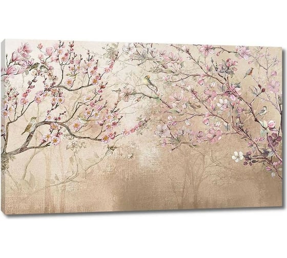 Картина Первое ателье "Цветущая сакура на бежевом фоне" 96x60 ШxВ ps98646-2