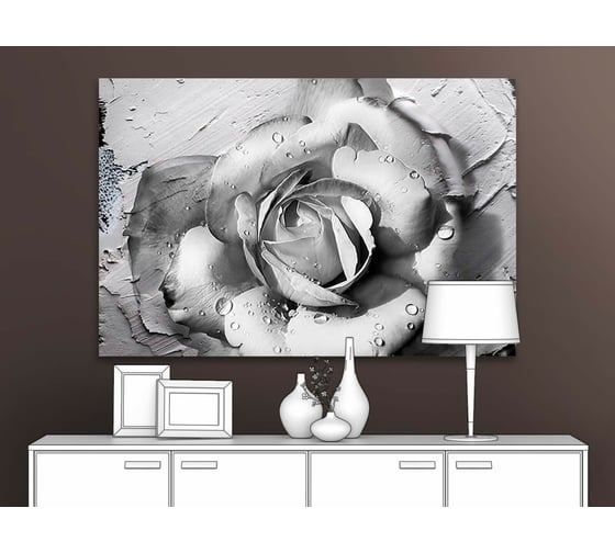 Картина Первое ателье "Черно-белая роза" 60x40 ШxВ ps97369-3