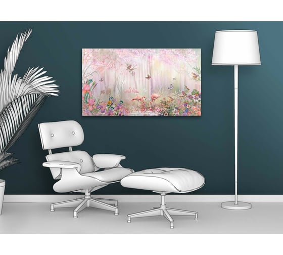 Картина Первое ателье "Фламинго на озерце в цветах" 106x60 ШxВ ps78682-2